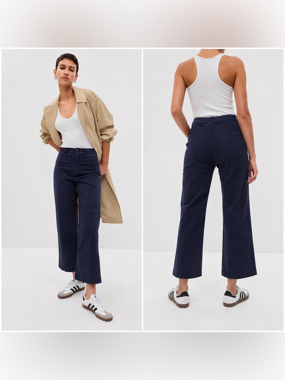 Gap Pants Womens Sz 10 High Rise Stride Khakis Navy Blue New Cotton Career
